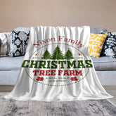 Lofaris Simple White Christmas Tree Farm Custom Text Blanket